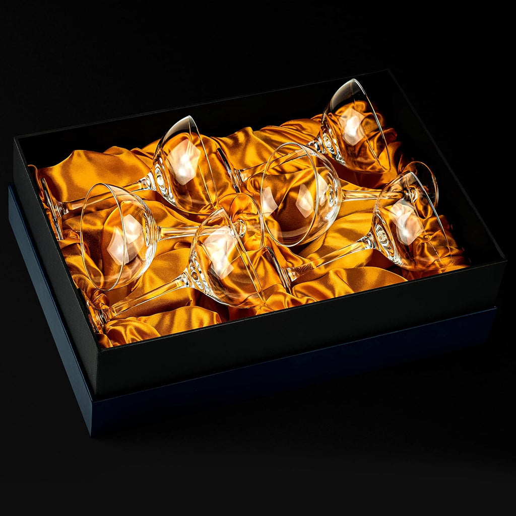 Set of 6 Vintage Crystal Champagne Coupes | 1920S Retro Cocktail Glasses