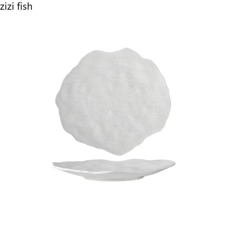 Ceramic Dinner Plate Restaurant Irregular Steak Plate Dessert Plate Snack Plates Salad Plates Pasta Plates Pure White Tableware