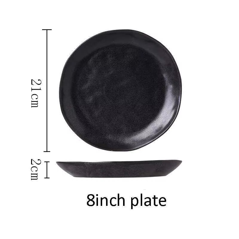 Japanese Ceramic Dinner Plate Rice Bowl Food Tray Retro Gray Tableware Porcelain Fruit Salad Sushi Serving Plate Dinnerware