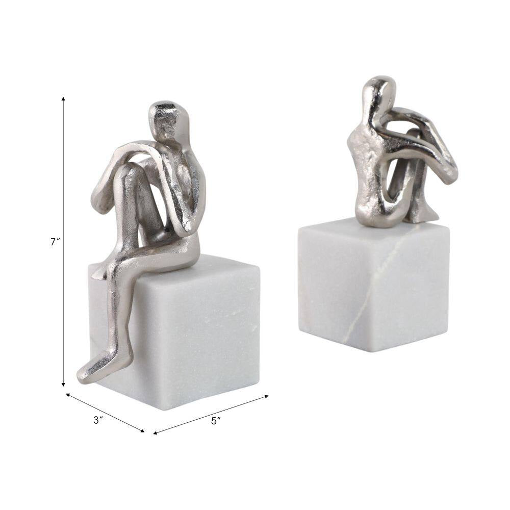 7.0 in Silver Modern Metal Bookends