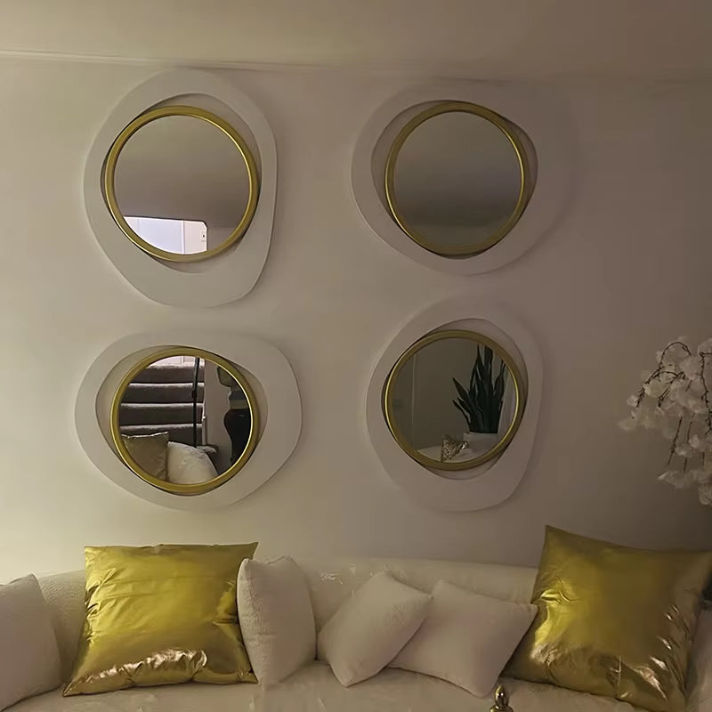 60X45CM New Nordic Modern Minimalist Art Wall Hanging Luxury Creative Decoration Wooden Gold Mirror Home Decoration