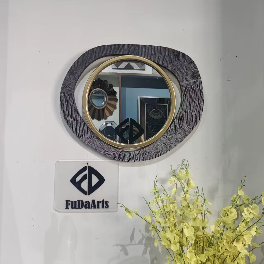 60X45CM New Nordic Modern Minimalist Art Wall Hanging Luxury Creative Decoration Wooden Gold Mirror Home Decoration