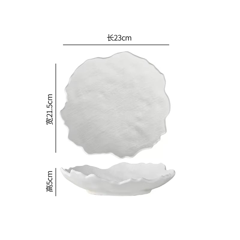 Ceramic Dinner Plate Restaurant Irregular Steak Plate Dessert Plate Snack Plates Salad Plates Pasta Plates Pure White Tableware
