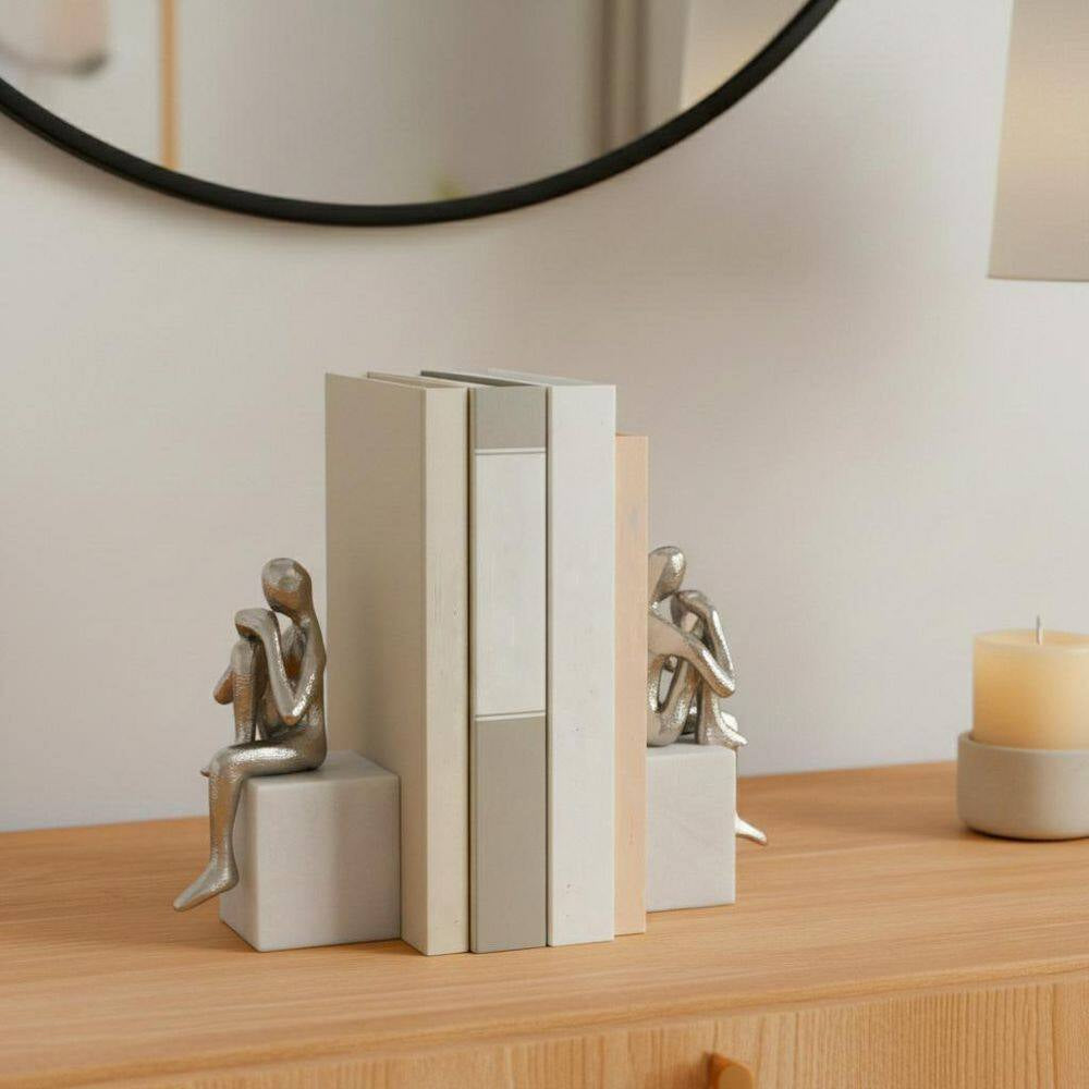 7.0 in Silver Modern Metal Bookends