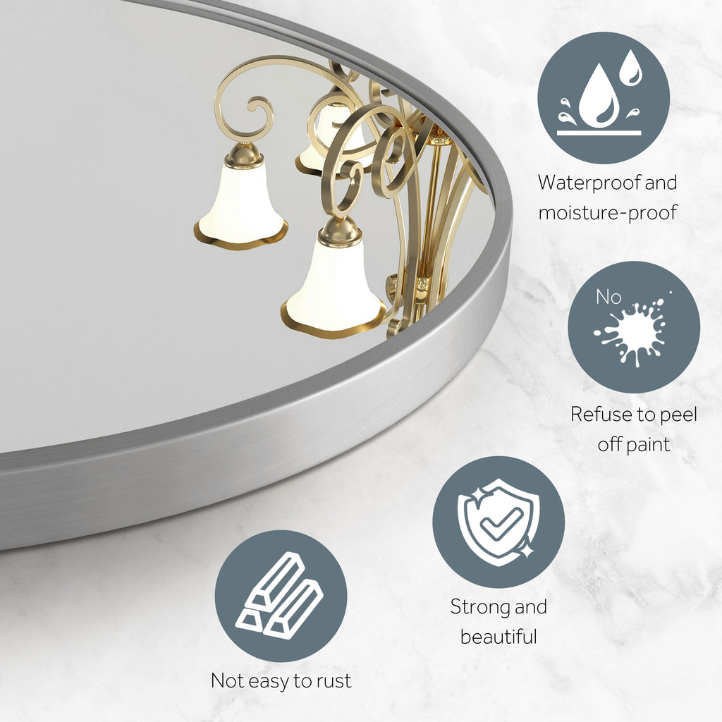 Irregular Wall Mirror 36"X24" Cloud Shaped Mirrors for Bathroom, Silver Aluminum Alloy Frame