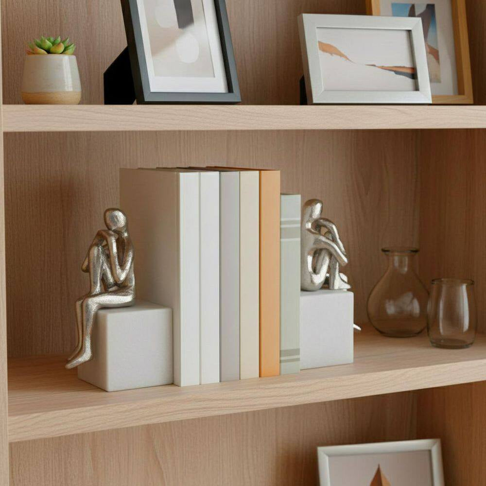 7.0 in Silver Modern Metal Bookends