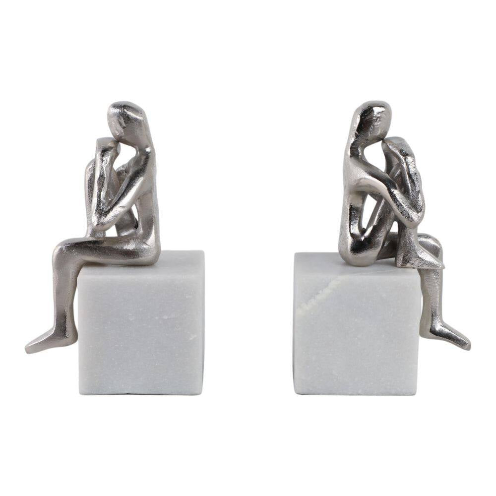 7.0 in Silver Modern Metal Bookends