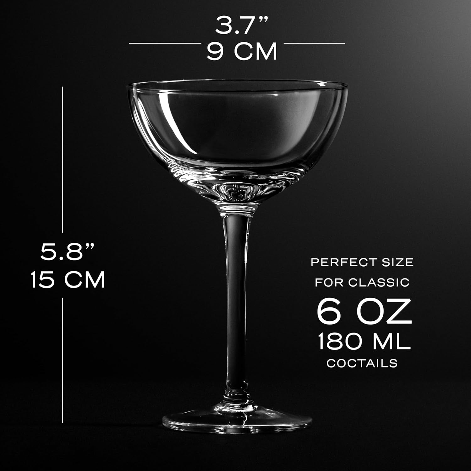 Set of 6 Vintage Crystal Champagne Coupes | 1920S Retro Cocktail Glasses