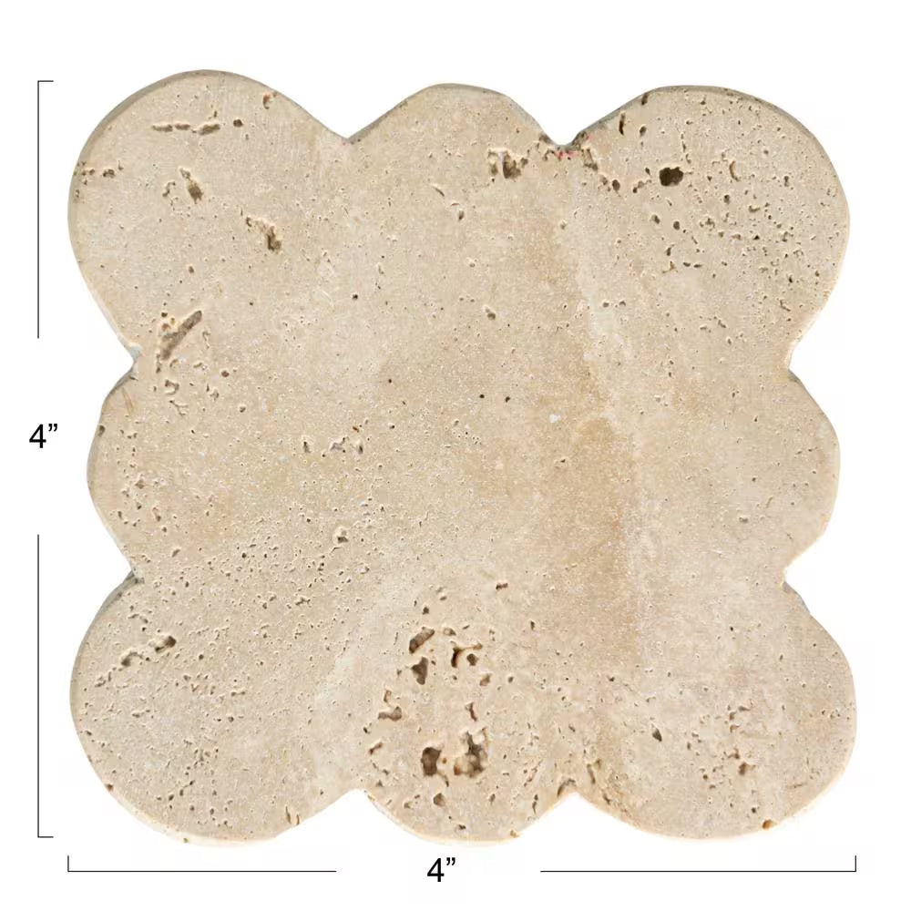Natural Beige Tuscan Elegance Travertine Coaster (Set of 4)