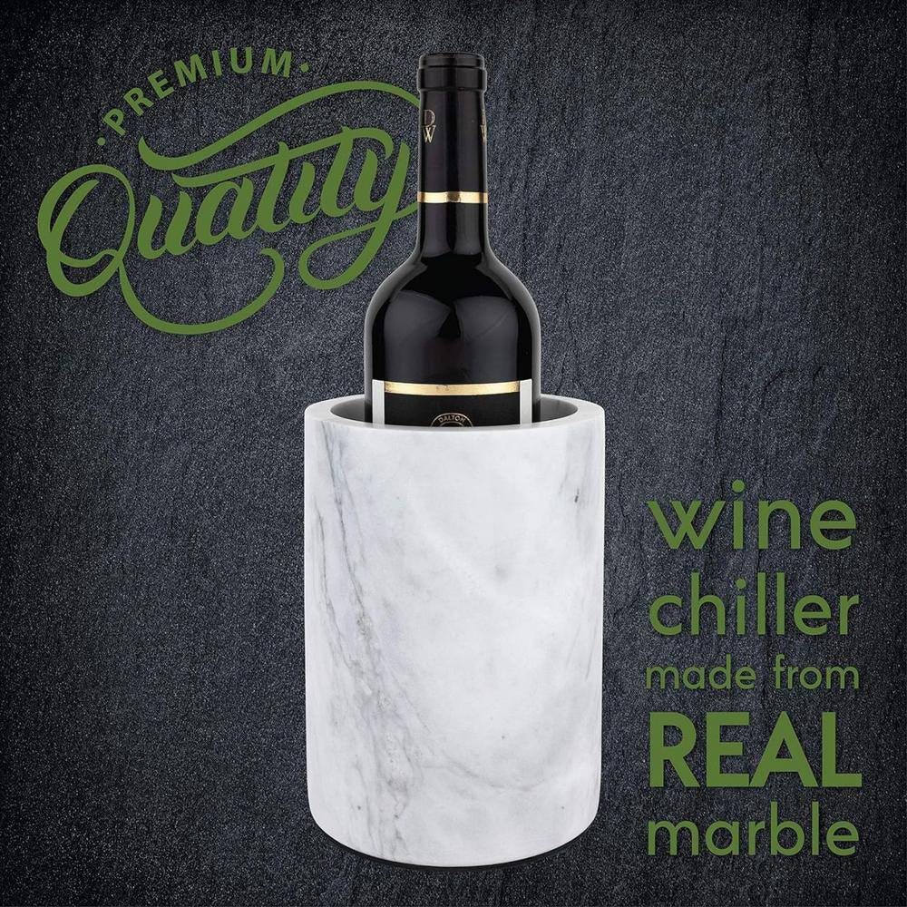 0.79 Qt. Marble Wine Chiller-1-Bottle Capacity-White-Stone-Kitchen Cooler