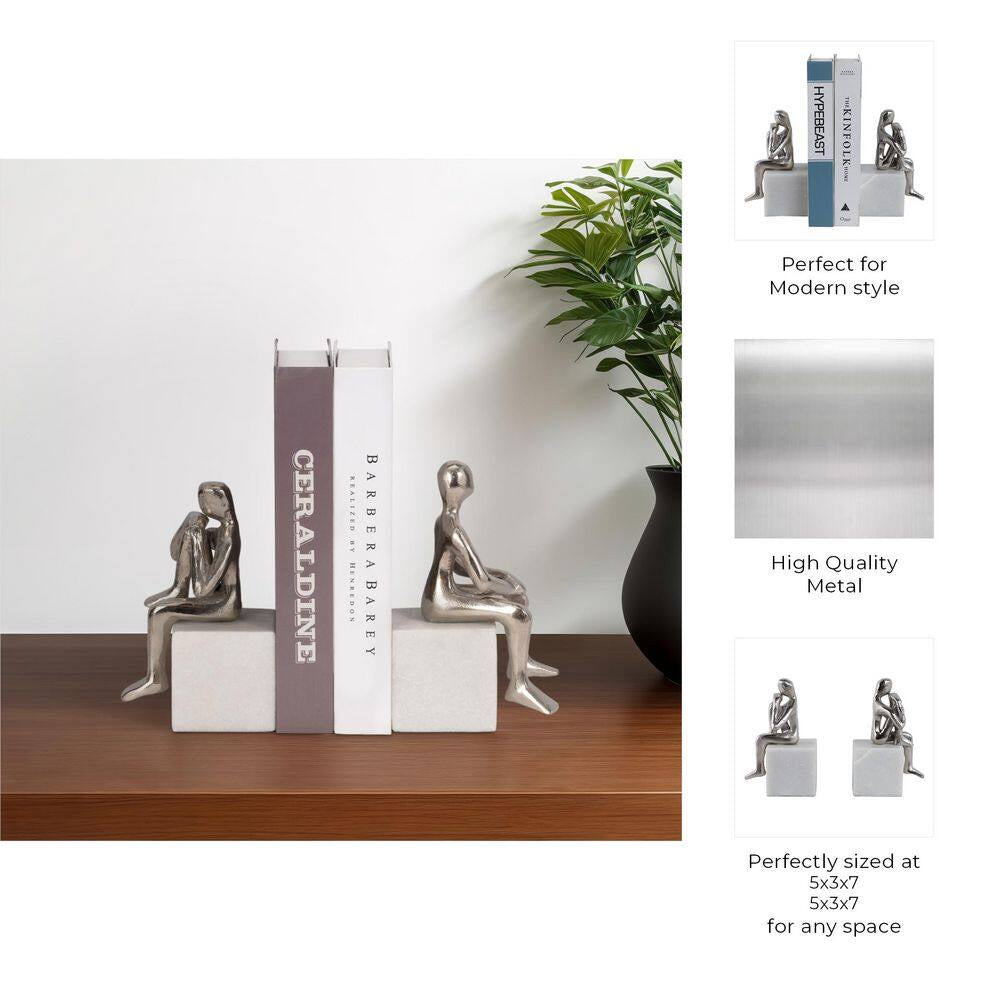 7.0 in Silver Modern Metal Bookends