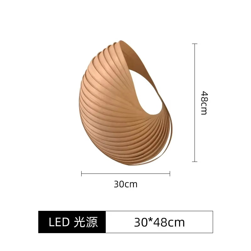 Japanese Modern Minimalist Wooden Wall Lamp Conch Art Decorative Wall Sconces Living/Dining Room Bedroom Aisle Staircase Study