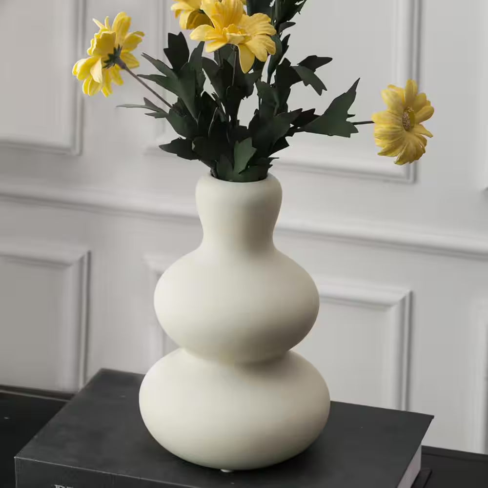 Flower Vase Ceramic for Decor for Home Decor Living Room, Home, Office, Centerpiece, Table and Wedding, White