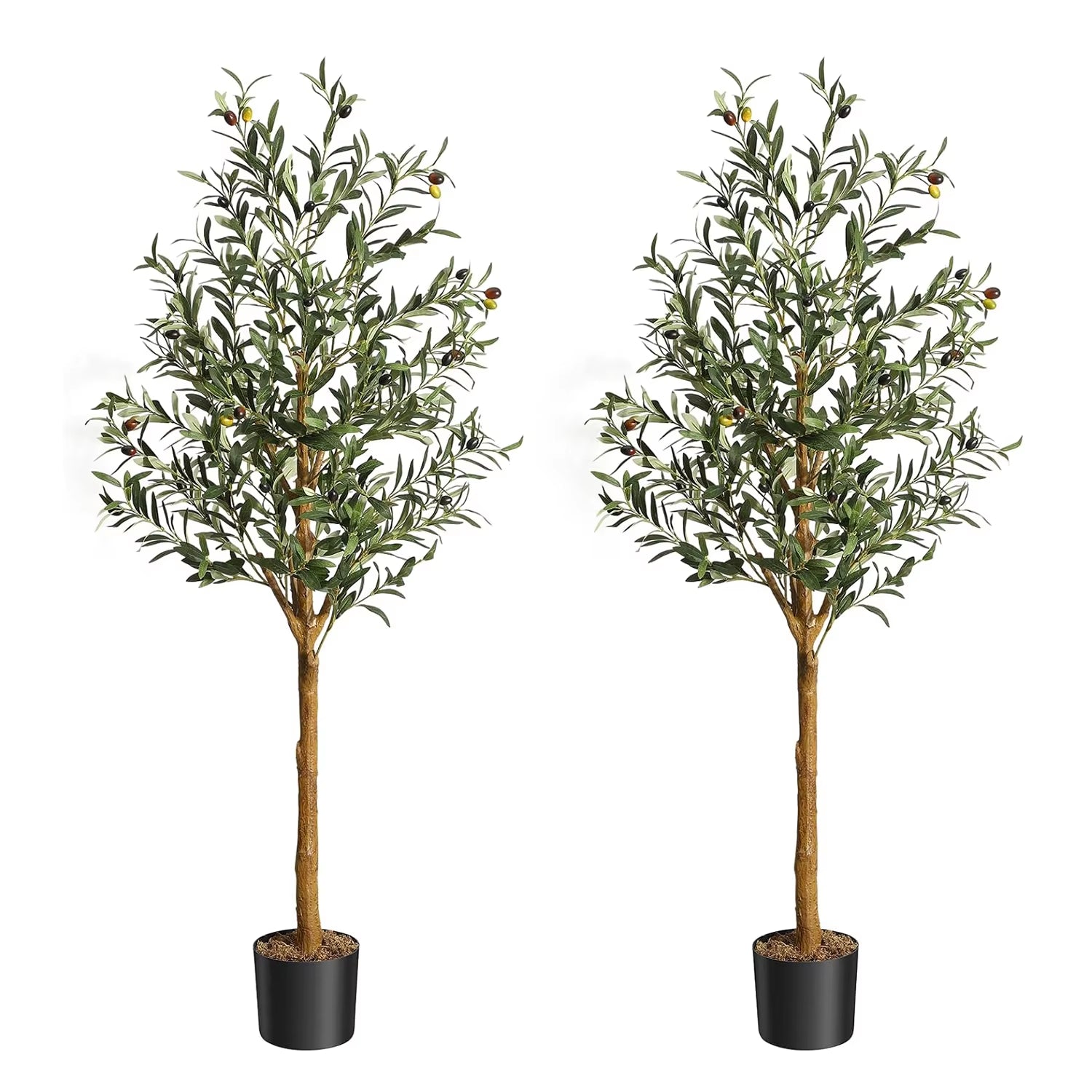 1Pc/2Pcs Artificial Olive Tree 4Ft / 5Ft / 6Ft, Large Artificial Plants Fake Plastic Plants in Pot for Home Bedroom Decor