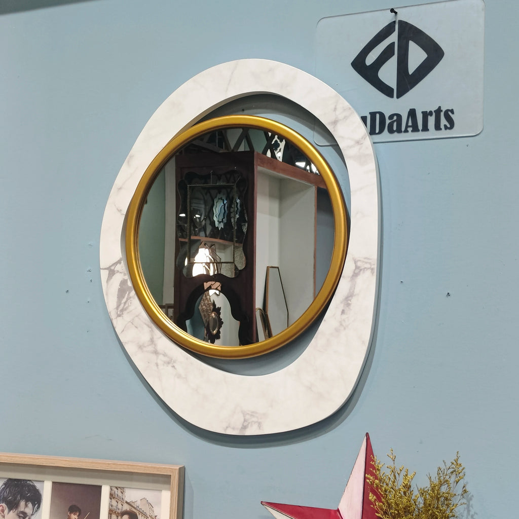 60X45CM New Nordic Modern Minimalist Art Wall Hanging Luxury Creative Decoration Wooden Gold Mirror Home Decoration