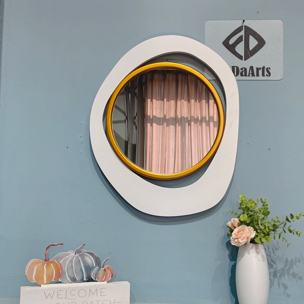 60X45CM New Nordic Modern Minimalist Art Wall Hanging Luxury Creative Decoration Wooden Gold Mirror Home Decoration