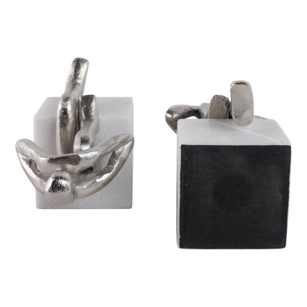 7.0 in Silver Modern Metal Bookends