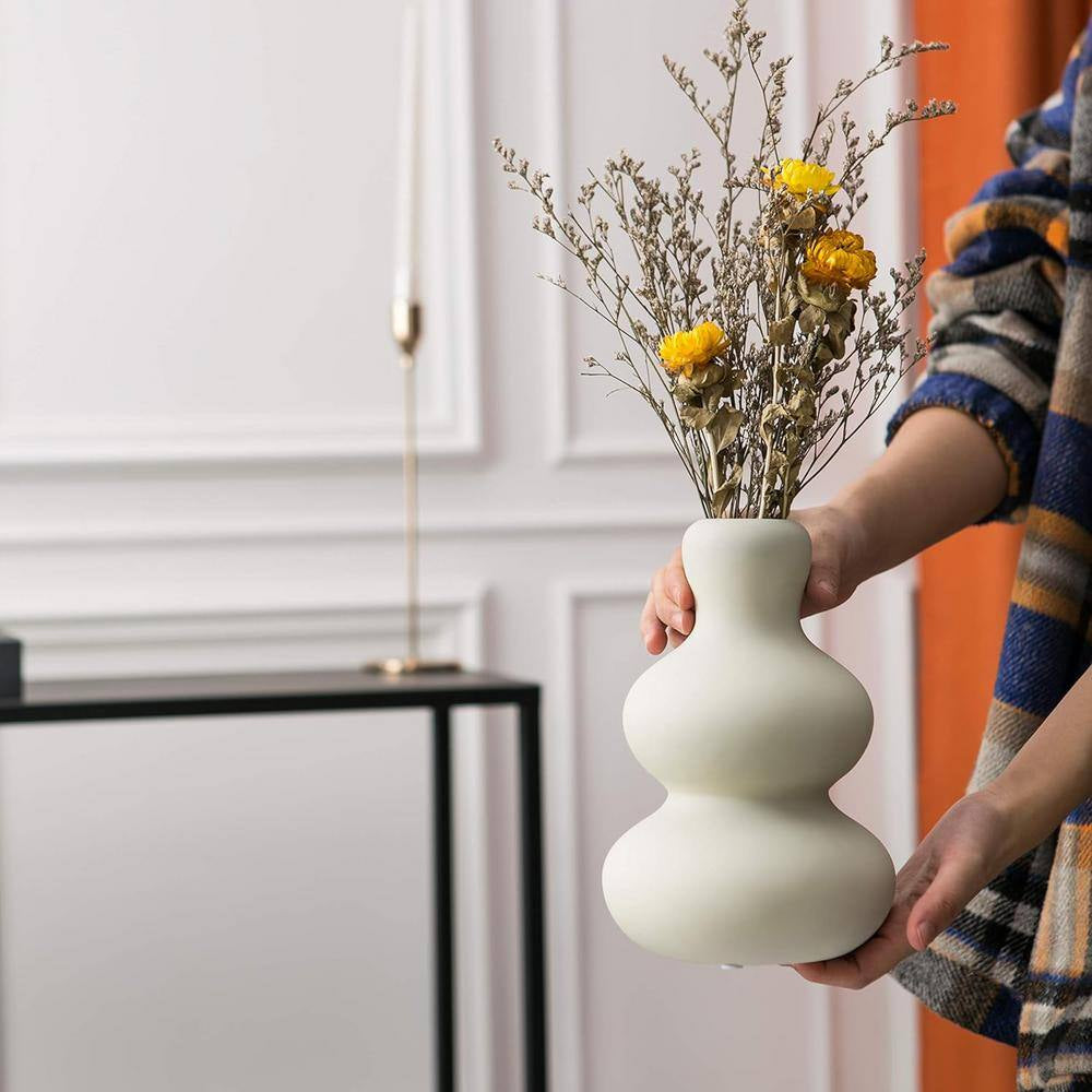 Flower Vase Ceramic for Decor for Home Decor Living Room, Home, Office, Centerpiece, Table and Wedding, White