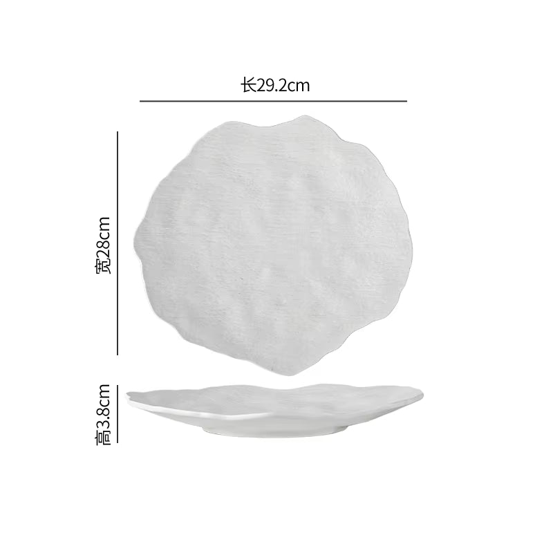 Ceramic Dinner Plate Restaurant Irregular Steak Plate Dessert Plate Snack Plates Salad Plates Pasta Plates Pure White Tableware