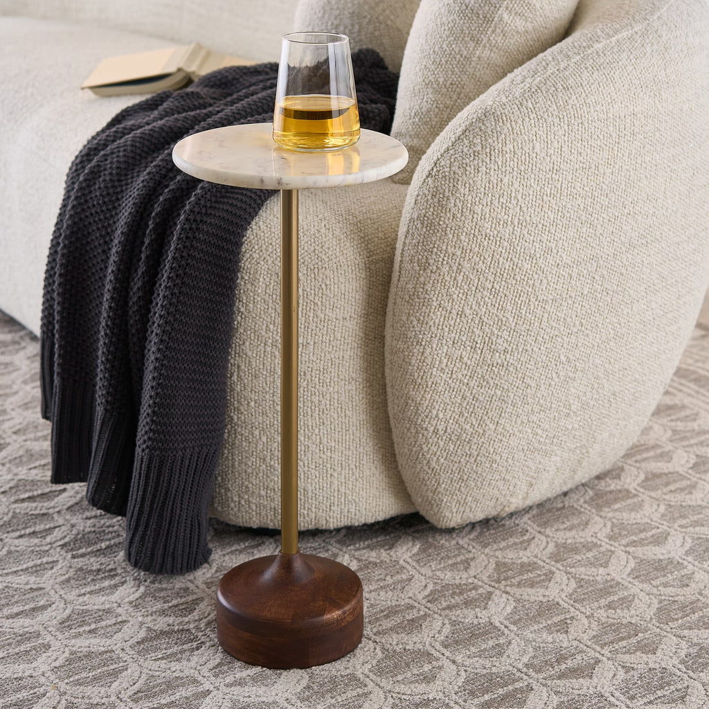 Aster Drink Table, White Marble