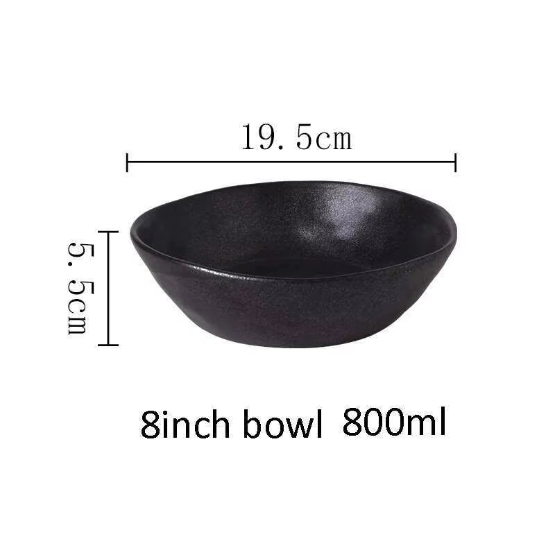 Japanese Ceramic Dinner Plate Rice Bowl Food Tray Retro Gray Tableware Porcelain Fruit Salad Sushi Serving Plate Dinnerware