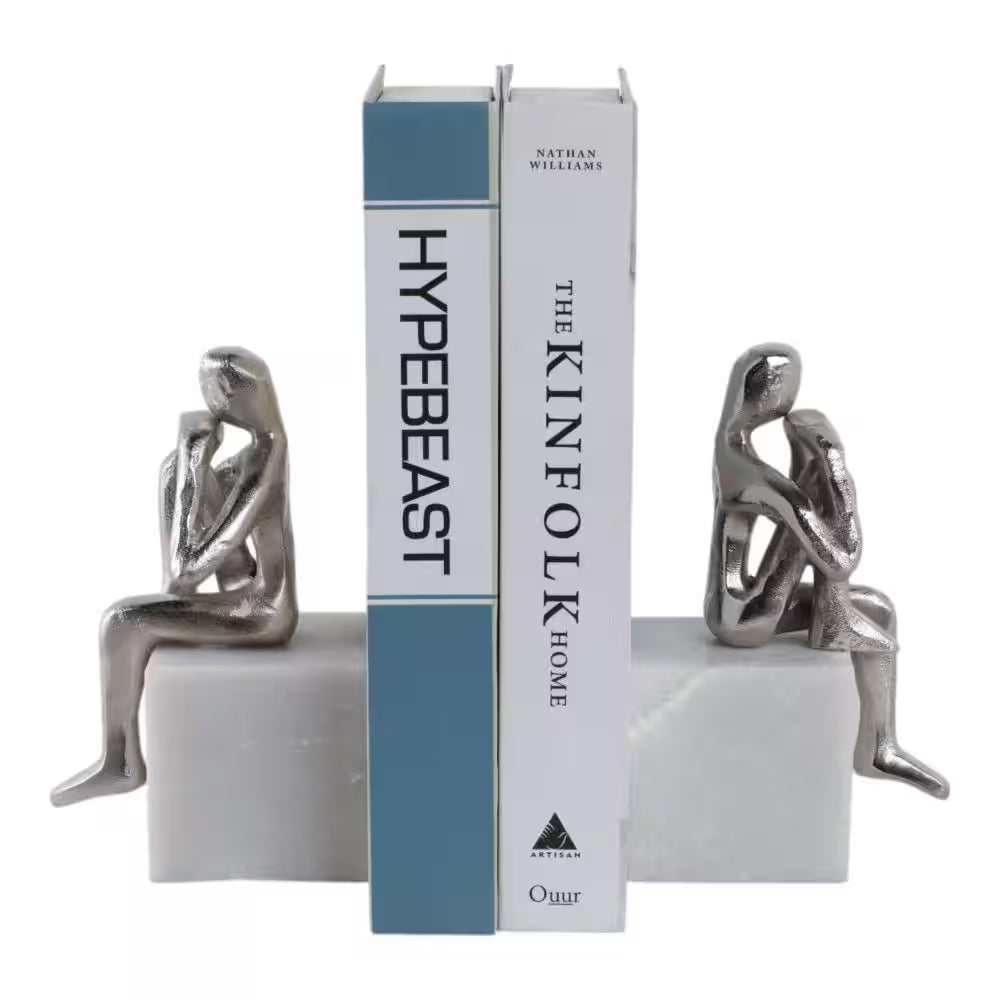 7.0 in Silver Modern Metal Bookends