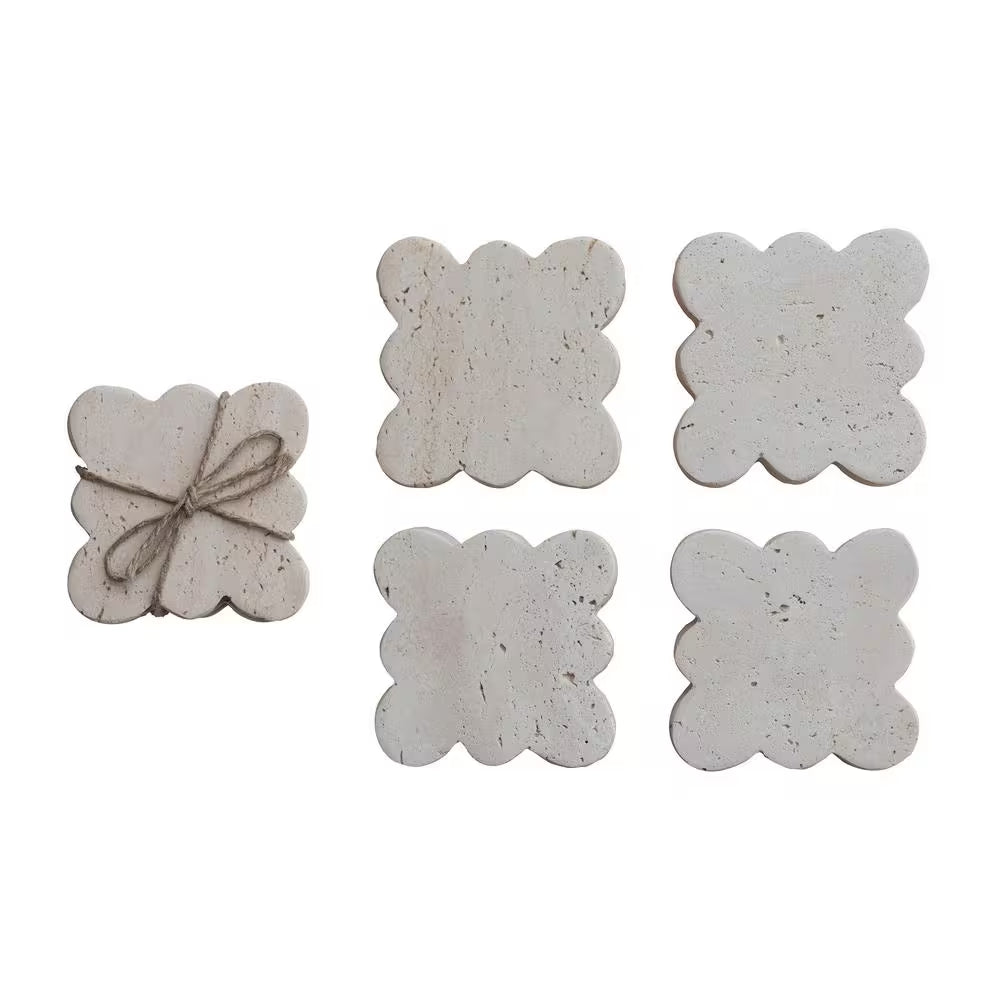 Natural Beige Tuscan Elegance Travertine Coaster (Set of 4)