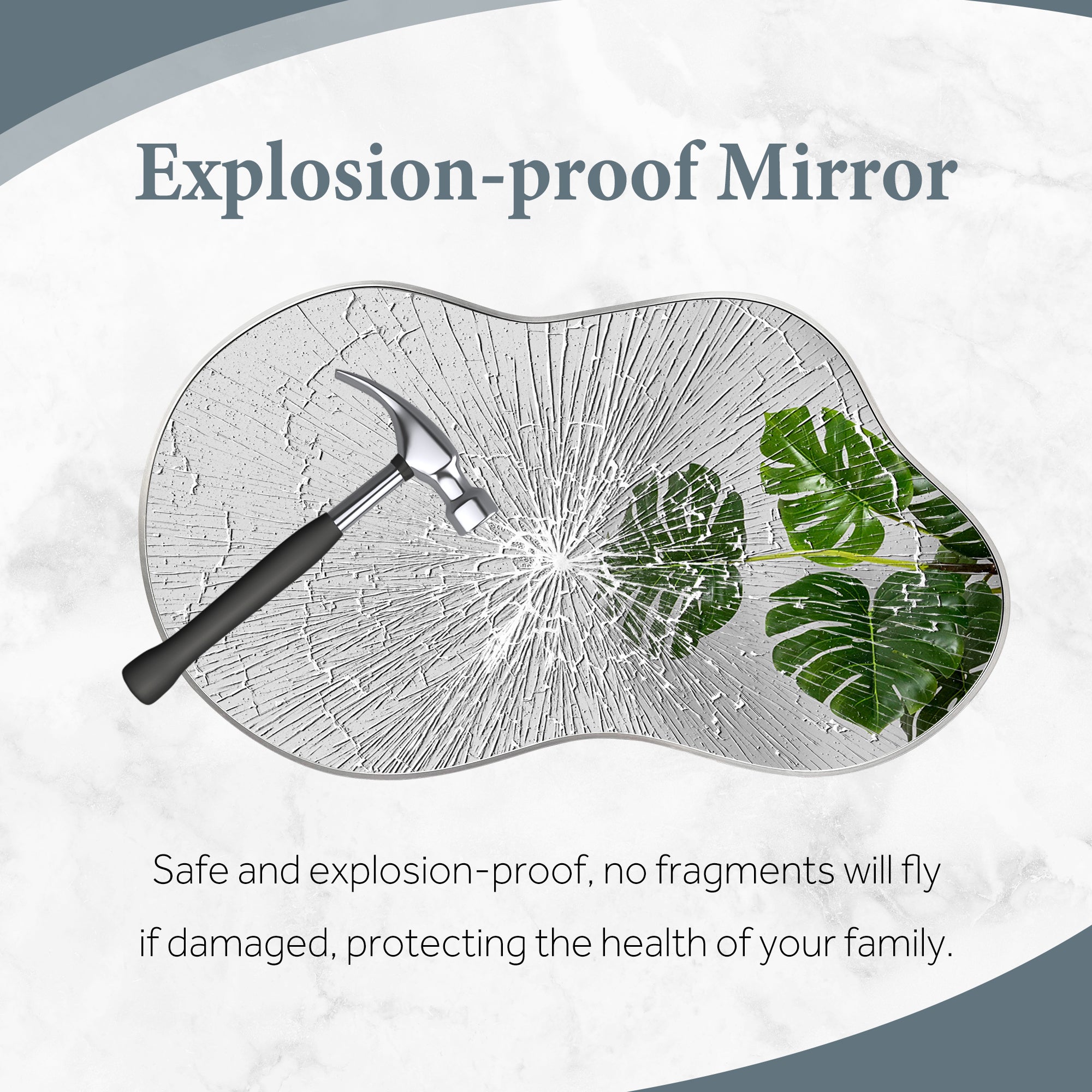 Irregular Wall Mirror 36"X24" Cloud Shaped Mirrors for Bathroom, Silver Aluminum Alloy Frame