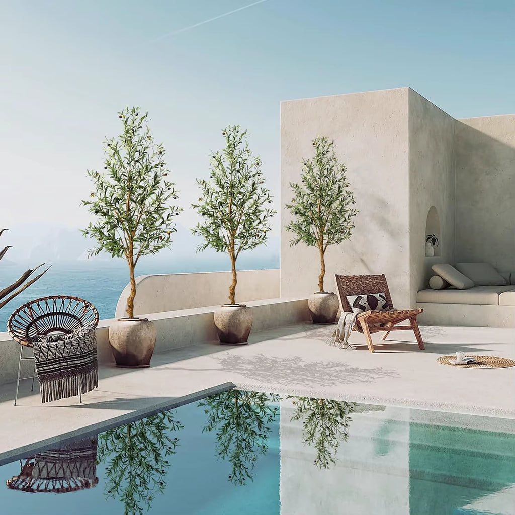 1Pc/2Pcs Artificial Olive Tree 4Ft / 5Ft / 6Ft, Large Artificial Plants Fake Plastic Plants in Pot for Home Bedroom Decor