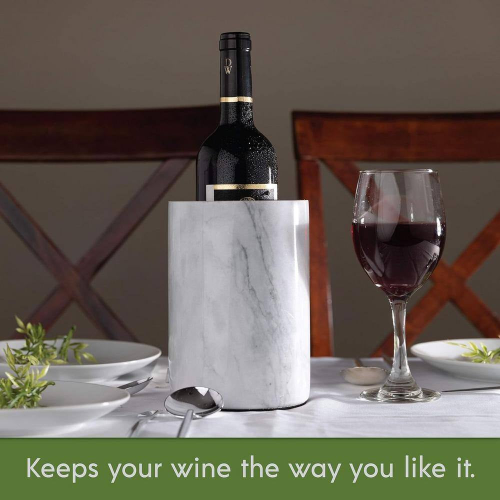 0.79 Qt. Marble Wine Chiller-1-Bottle Capacity-White-Stone-Kitchen Cooler
