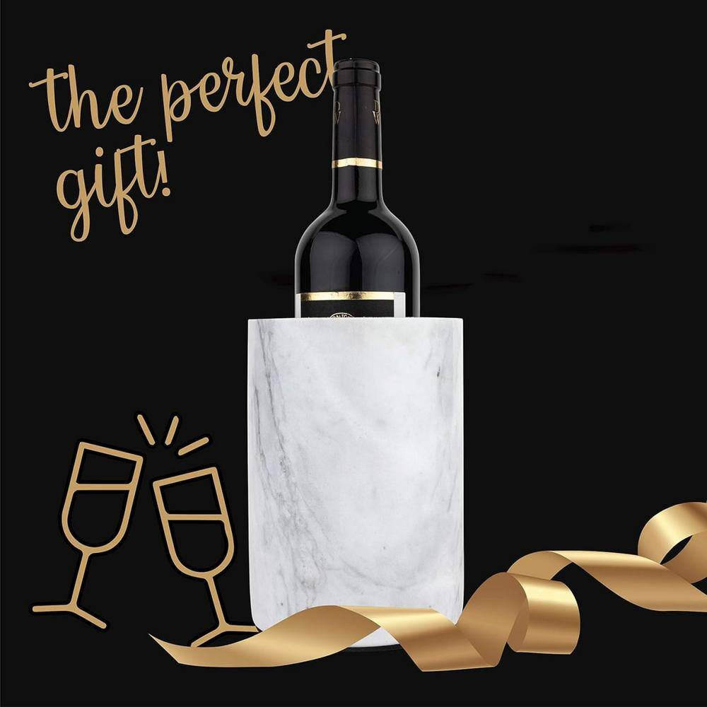 0.79 Qt. Marble Wine Chiller-1-Bottle Capacity-White-Stone-Kitchen Cooler