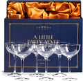 Set of 6 Vintage Crystal Champagne Coupes | 1920S Retro Cocktail Glasses