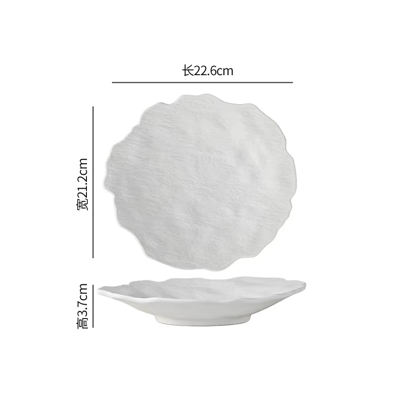 Ceramic Dinner Plate Restaurant Irregular Steak Plate Dessert Plate Snack Plates Salad Plates Pasta Plates Pure White Tableware