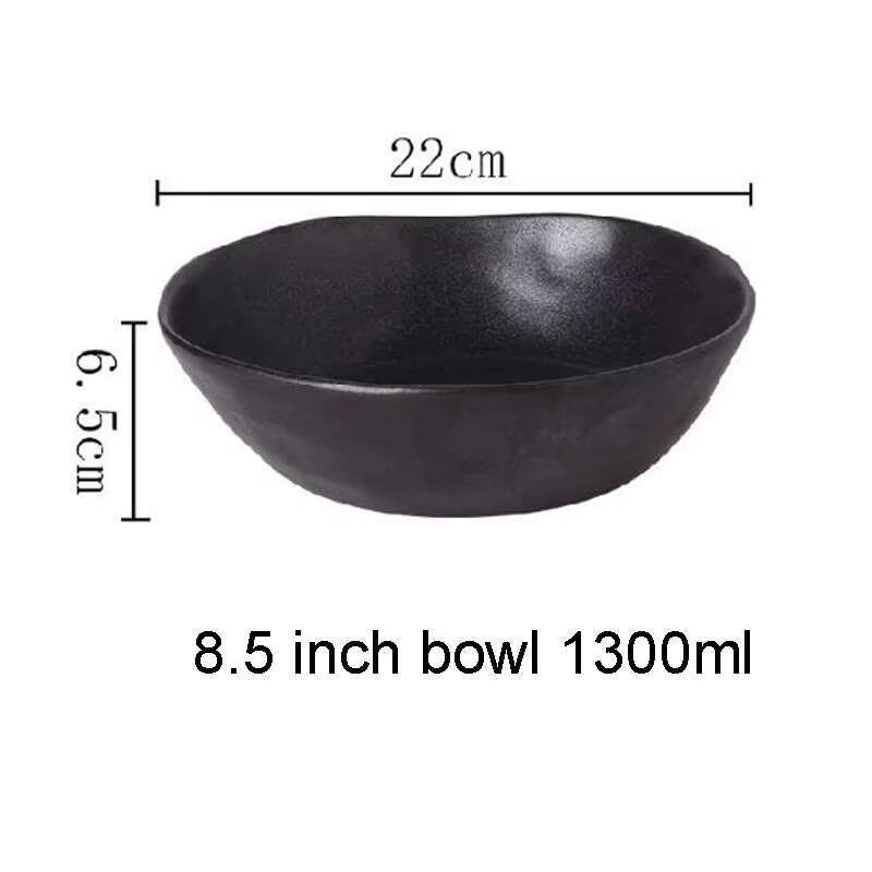 Japanese Ceramic Dinner Plate Rice Bowl Food Tray Retro Gray Tableware Porcelain Fruit Salad Sushi Serving Plate Dinnerware