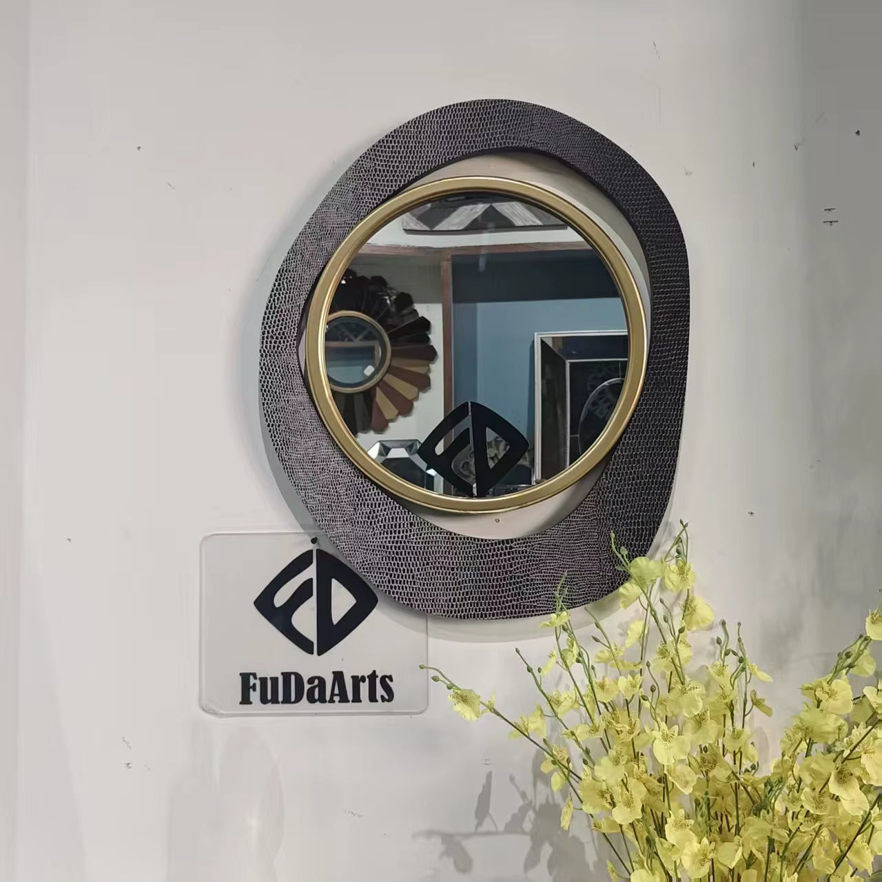 60X45CM New Nordic Modern Minimalist Art Wall Hanging Luxury Creative Decoration Wooden Gold Mirror Home Decoration