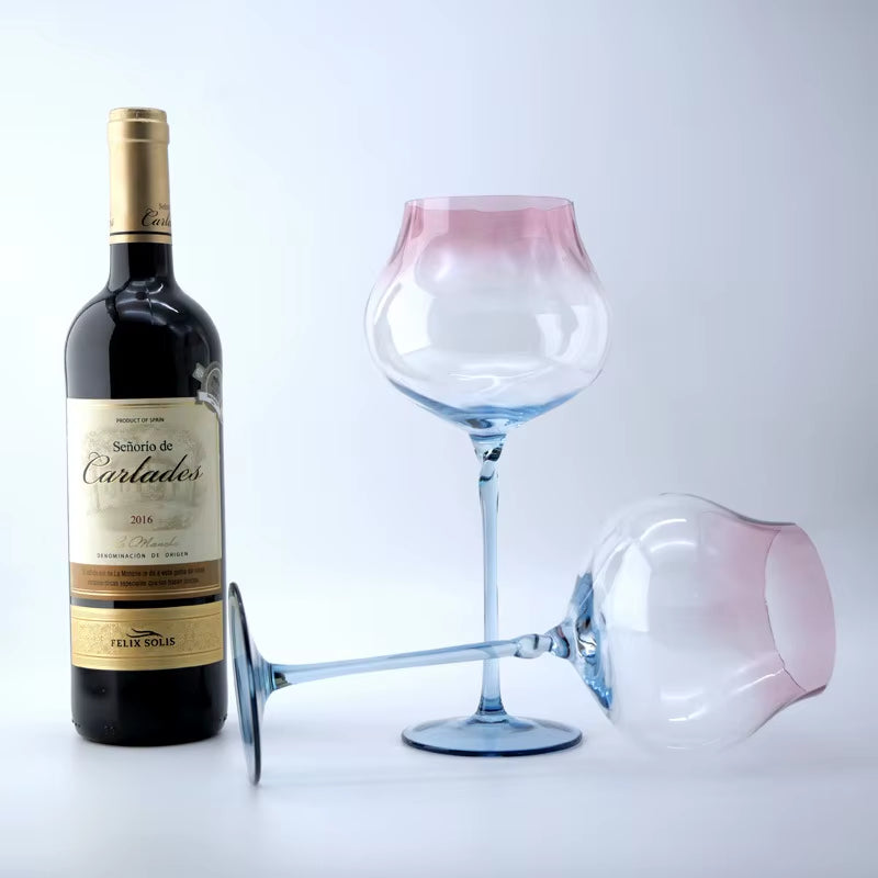 750Ml Set of 2 Pieces Large Capacity Gradient Red Wine Glasses Burgundy Bordeaux Wine Glasses High-End Crystal Glass Barware ﻿