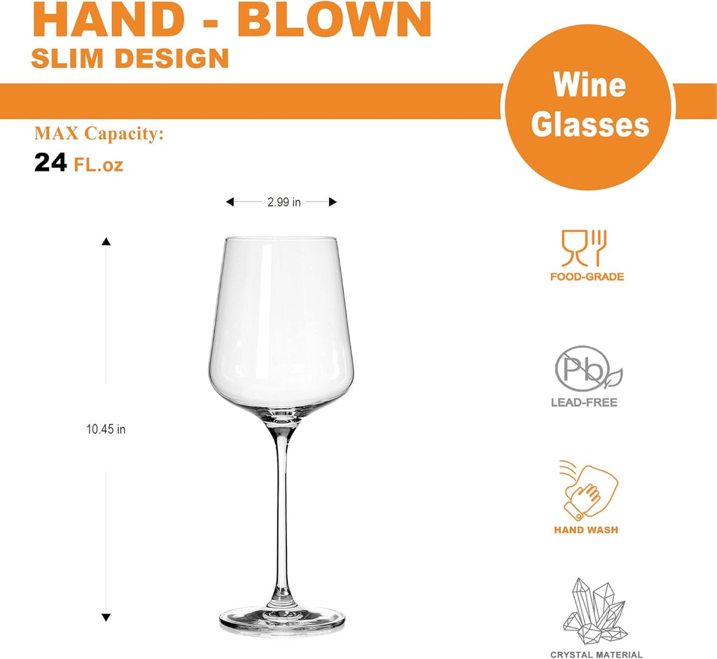 Crystal Wine Glasses,Universal Red Wine Glass Set of 2,Wine Glasses 24 Oz,Bordeaux Glasses, Premium Crystal Glass for White and Red Wine, Great Gift for Any Occasion