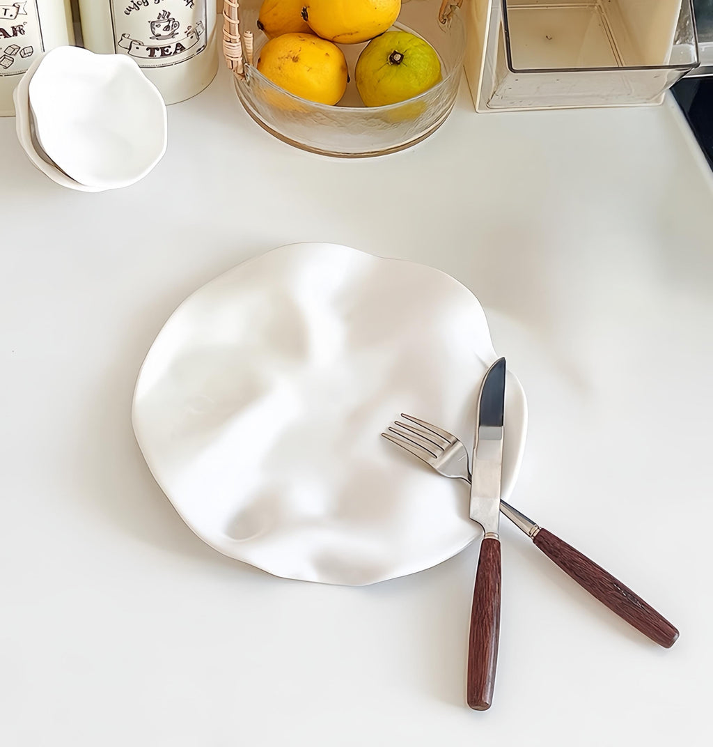 Organic Ceramic Plate — Irregular Wavy Dish for Sashimi, Condiments & Small Plates
