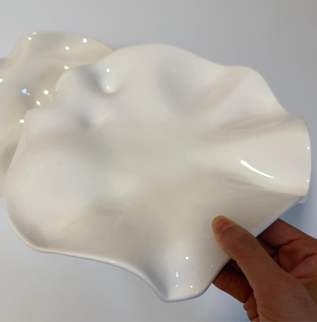 Organic Ceramic Plate — Irregular Wavy Dish for Sashimi, Condiments & Small Plates